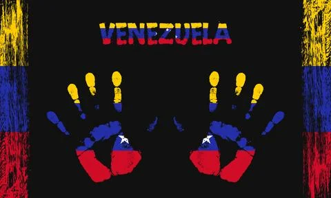Vector flag of Venezuela with a palm Stock Illustration