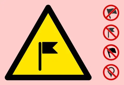 Vector Flag Warning Triangle Sign Icon Illustrazione stock