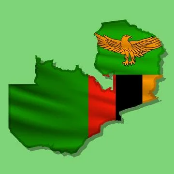 Vector flag Zambia in the form of a map Stock Illustration