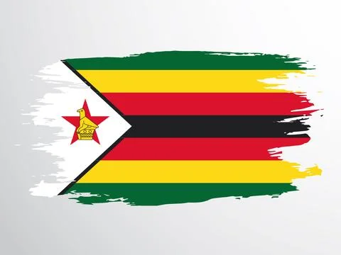 Vector flag of Zimbabwe drawn with a brush Stock Illustration