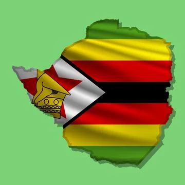 Vector flag Zimbabwe in the form of a map Stock Illustration