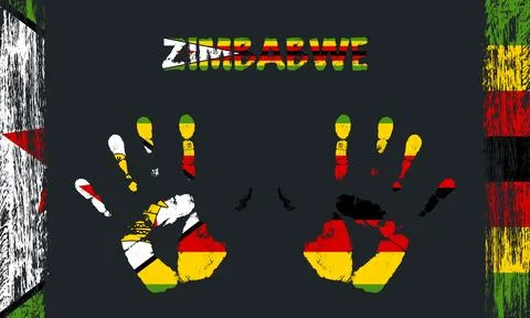 Vector flag of Zimbabwe with a palm Illustrazione stock