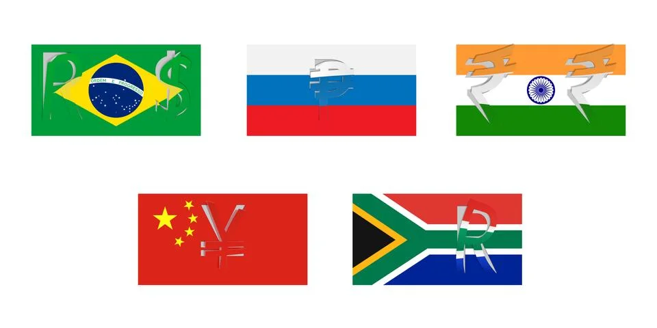Vector flags of BRICS Stock Illustration