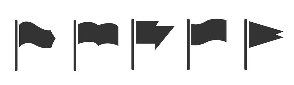 Vector flags set. Different flag icons isolated. Waving Flag Icons for Banners Stock Illustration