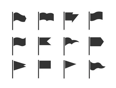 Vector flags set. Different flag icons isolated. Waving Flag Icons for Banners Stock Illustration