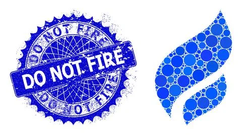 Vector Flame Collage of Small Circles and Scratched Do Not Fire Badge Stock Illustration