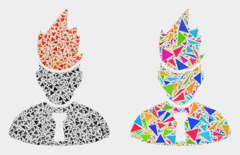 Vector Flamed Manager Mosaic Icon of Triangle Elements イラスト素材