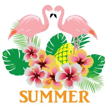 Vector Flamingo Birds Stock Illustration