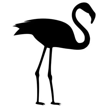Vector of the flamingo logo in black silhouette on a white background. Stock Illustration