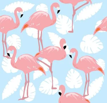 Vector Flamingo SEamless Stock Illustration