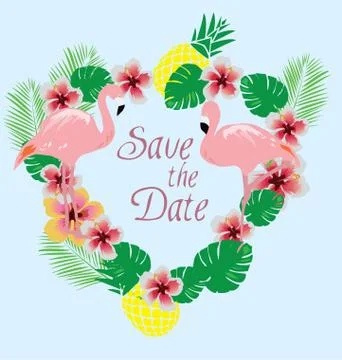 Vector Flamingo Wreath Stock-Illustration