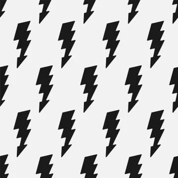 Vector flash seamless pattern. Cartoon black and white design. Artistic endless Illustrazione stock