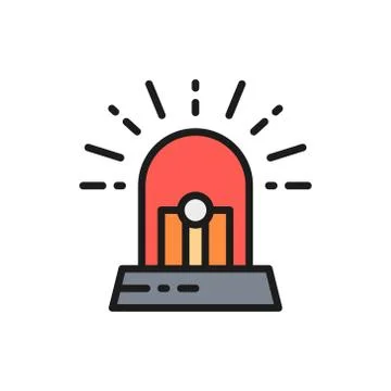 Vector flasher, siren flat color line icon. Stock Illustration