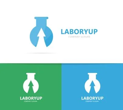 Vector of flask and arrow up logo combination. Laboratory and growth symbol or イラスト素材