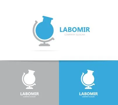 Vector of flask and globe logo combination. Laboratory and planet symbol or icon イラスト素材