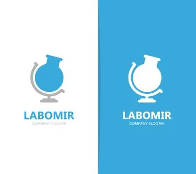 Vector of flask and globe logo combination. Laboratory and planet symbol or icon 스톡 일러스트