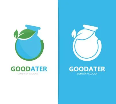 Vector of a flask and leaf logo combination. Laboratory and eco symbol or icon Stock Illustration