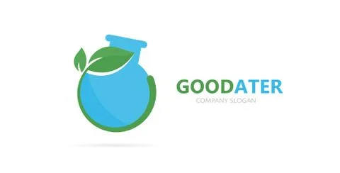 Vector of a flask and leaf logo combination. Laboratory and eco symbol or icon Stock Illustration