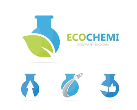 Vector of flask and leaf logo combination. Laboratory and eco symbol or icon Stock Illustration