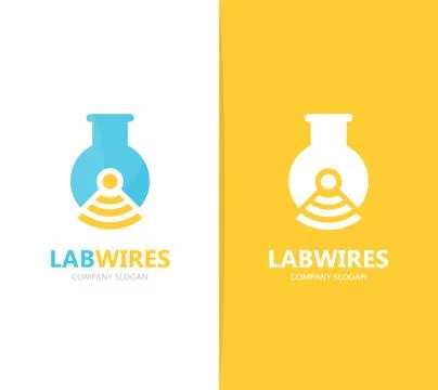 Vector of flask and wifi logo combination. Laboratory and signal symbol or icon Stock Illustration
