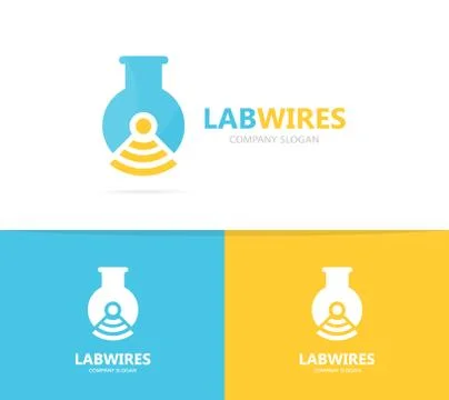 Vector of flask and wifi logo combination. Laboratory and signal symbol or icon イラスト素材
