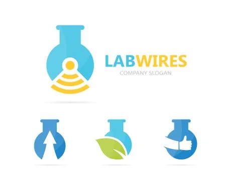 Vector of flask and wifi logo combination. Laboratory and signal symbol or icon Stock Illustration