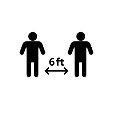 Vector flat 6 feet coronavirus social distance Stock Illustration