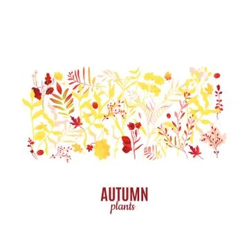 Vector flat abstract autumn plants pattern icon Illustrazione stock