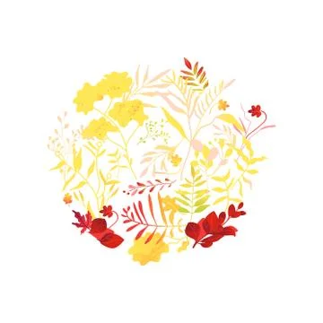 Vector flat abstract autumn plants pattern icon Illustrazione stock