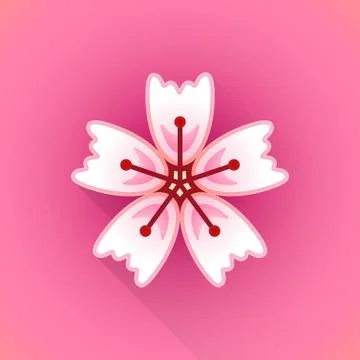 Vector flat abstract sakura flower illustration icon. Stock Illustration