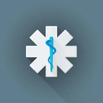 Vector flat ambulance emblem sign illustration icon. 스톡 일러스트
