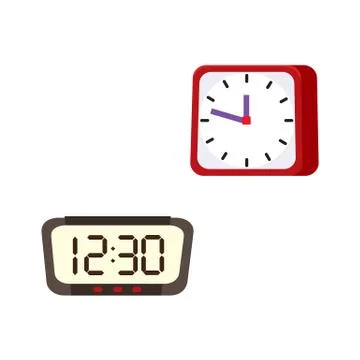 Vector flat analog, digital table clock icon Stock Illustration