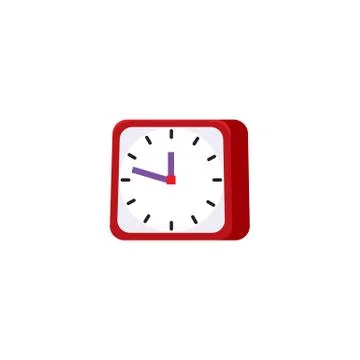 Vector flat analog square table red clock icon Stock Illustration