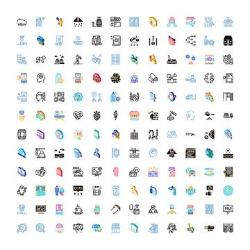 Vector flat and isometric icon collection for apps Stock Illustration