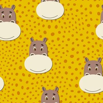 Vector flat animals colorful illustration for kids. Seamless pattern with cute Stock Illustration