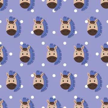 Vector flat animals colorful illustration for kids. Seamless pattern with cute Illustrazione stock