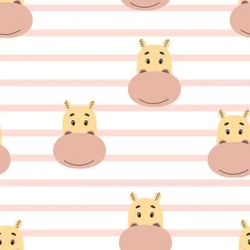 Vector flat animals colorful illustration for kids. Seamless pattern with cute Illustrazione stock