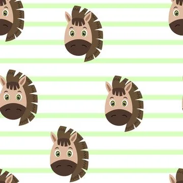 Vector flat animals colorful illustration for kids. Seamless pattern with cute Stock Illustration