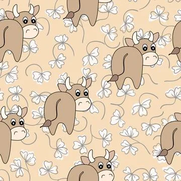 Vector flat animals colorful illustration for kids. Seamless pattern with cute 스톡 일러스트