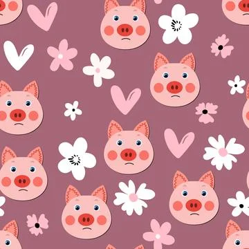 Vector flat animals colorful illustration for kids. Seamless pattern with cute Stock Illustration