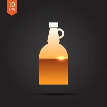 Vector flat apple cider vinegar bottle template Stock Illustration