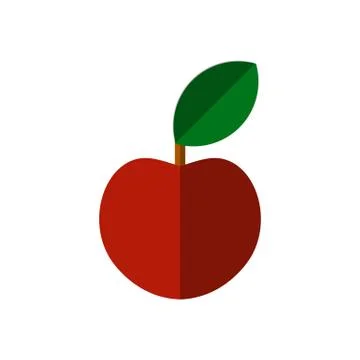 Vector flat apple icon, isolated on white background. Fresh fruit illustration Stock Illustration