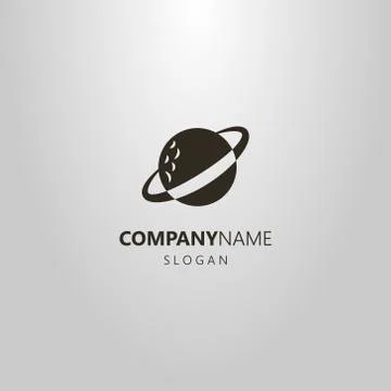Vector flat art logo of abstract saturn planet Stock Illustration