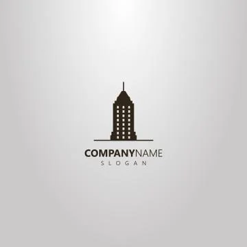 Vector flat art logo of skyscraper with a spire Illustrazione stock