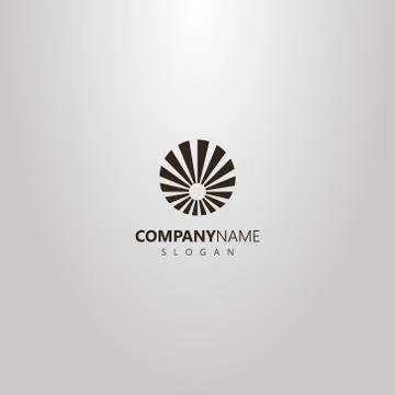 Vector flat art logo of sun with rays around Stock Illustration