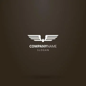 Vector flat art logo of two spread wings Stock Illustration