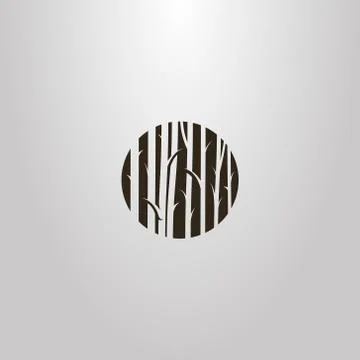 Vector flat art negative space round sign of tree trunks in the forest	 Stock Illustration