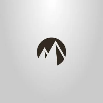 Vector flat art negative space round sign of two mountain peaks Stock Illustration