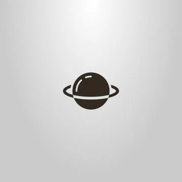  vector flat art outline sign of the cartoon planet Saturn  Stock Illustration