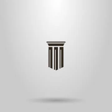 Vector flat art shield-shaped sign of an ancient greek column Stock Illustration